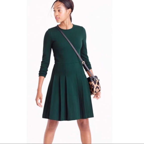 forest green fit and flare dress